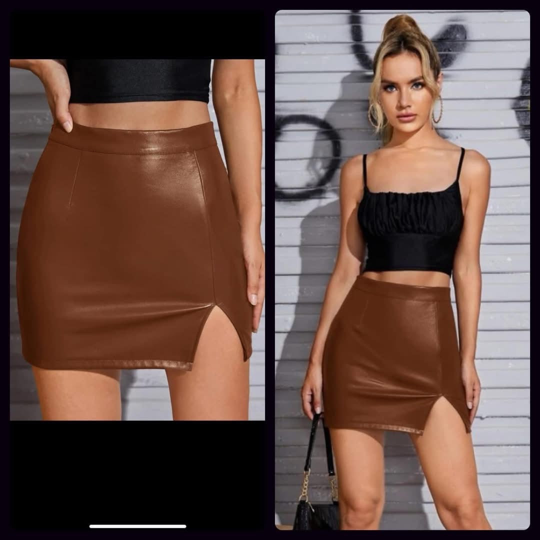 Brown Leather Skirt