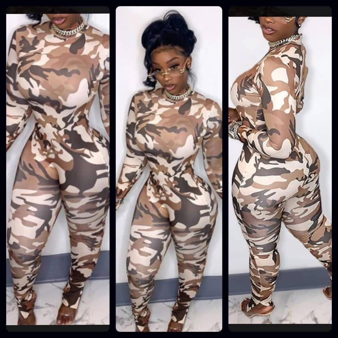 Camo One-Piece Jumpsuit/Bodysuit