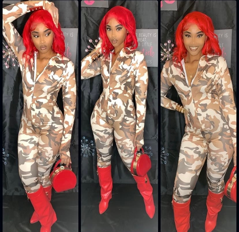 Camo One-Piece Jumpsuit/Bodysuit